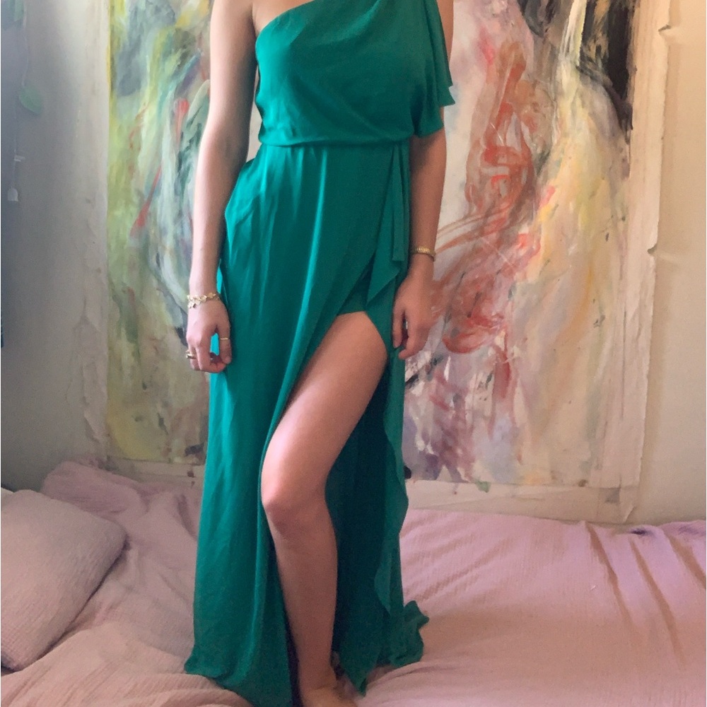 BCBGMaxAzria Teal One-Shoulder Dress